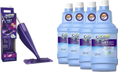 Swiffer WetJet Balai Lave Sol avec Spray Kit de Démarrage avec 1 Balai