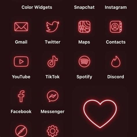 Red Neon App Icons Neon Aesthetic Ios Icons Iphone Icon Pack