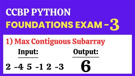 Max Contiguous Subarray Foundations Exam Python Ccbp