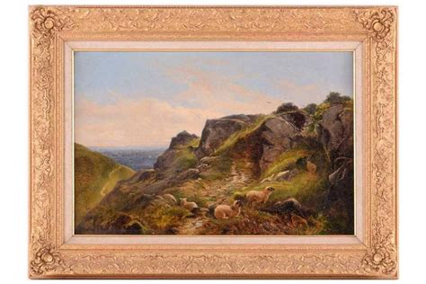 George Vicat Cole 1833 1893 Sheep On A Hillside Signed Oil On