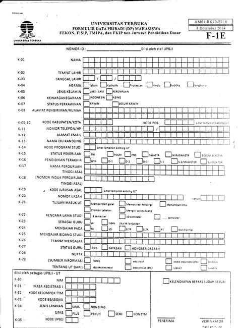 Contoh Pengisian Formulir Pendaftaran Ut Imagesee Riset