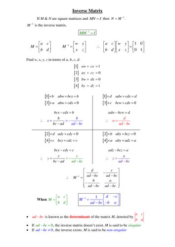 A Level Further Maths Matrices Teaching Resources