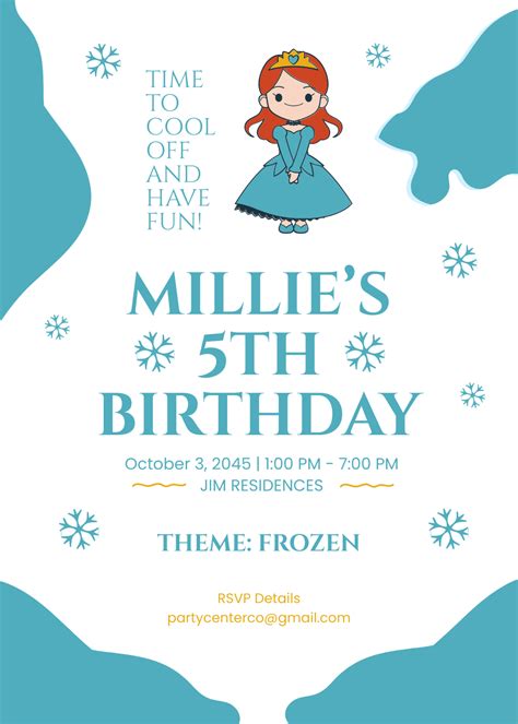 Free Frozen Princess Elsa Birthday Invitation Template Edit Online