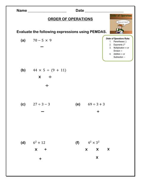 Order Of Operations And Evaluating Expressions Worksheets Answers Order Of Operation Worksheets