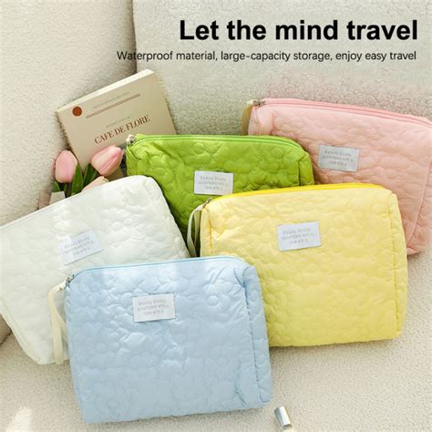 Large Flower Quilting Cloth Makeup Bag Women Cosmetic Organizer Storage