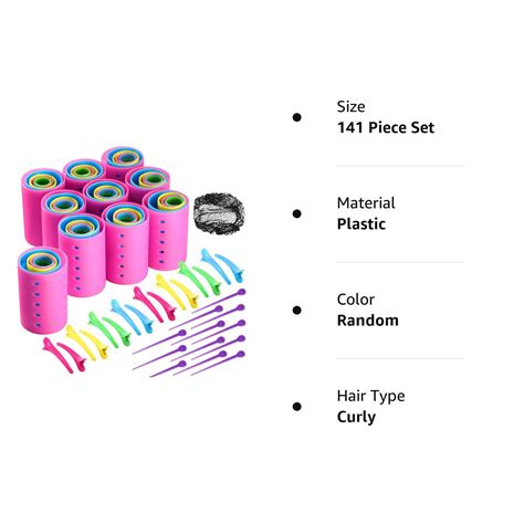 141 Pieces Hair Rollers Set Include 60 Plastic Hair Rollers For Medium