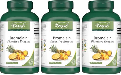 Vorst Bromelain 500mg 2400 Gdug 3 X 120 Vegan Capsules Digestive