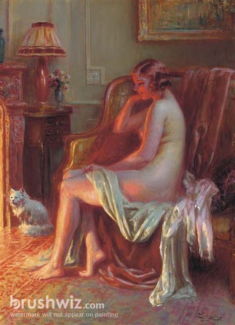 Nude At The Fireplace By Delphin Enjolras Oil Painting Reproduction