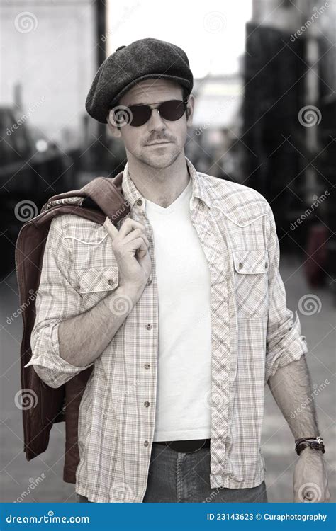 Man In Hat And Shades Outdoors Stock Image Image Of Cool Caucasian