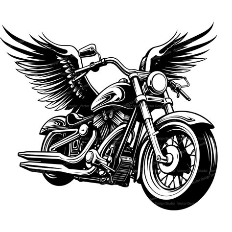 Motorcycle With Wings Svg And Png Files Biker Clipart Silhouette Vector Image Patriotic Eagle