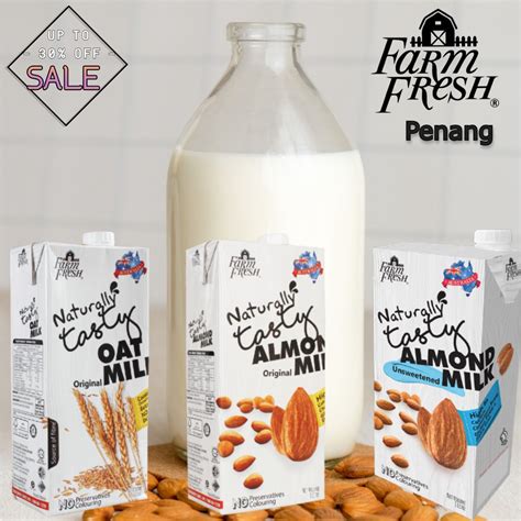 Farm Fresh Uht Original Almond Milk Almond Unsweetened Oat Milk 1l