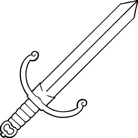 Arte De Línea De Espada De Dibujos Animados 12536360 Vector En Vecteezy