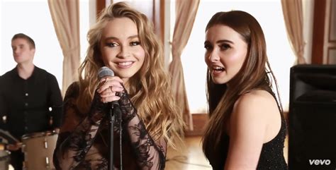 Sabrina Carpenter With Her Sister Sarah Carpenter On The Set Of Her Video Clip Of Eyes Wild Open