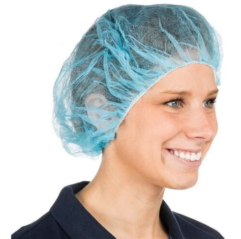 Disposable Head Cap Non Woven Material Round Shape Blue Color