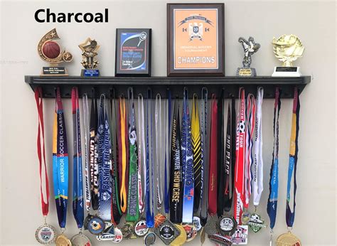 Charcoal 36 Inch Trophy Shelf Medal Hanger Medal Holder Etsy