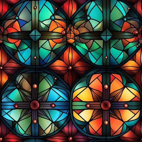 Premium AI Image Seamless Pattern Stained Glass Background