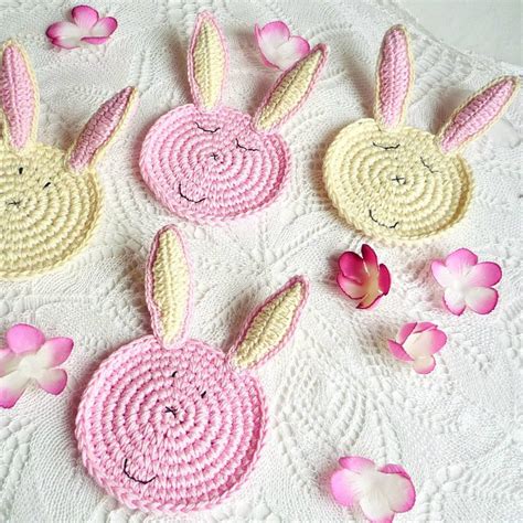 Crochet Bunny Pattern Rabbit Coaster Pattern Etsy