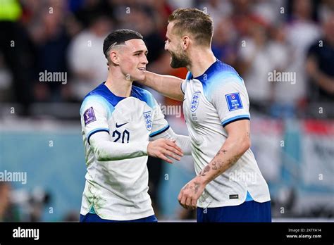 Doha Qatar November Phil Foden Of England Celebrates After