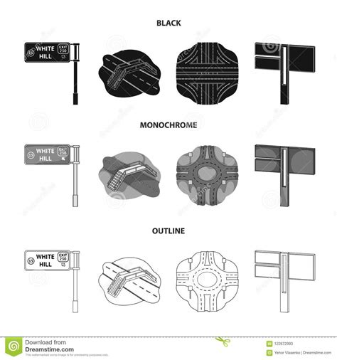 Direction Signs And Other Web Icon In Blackmonochromeoutline Style