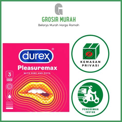 Jual Durex Pleasuremax S Kondom Bertextur Dot Dan Garis Shopee