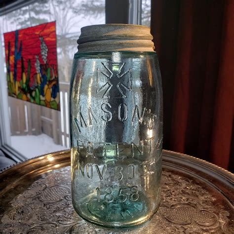 Masons Patent Nov 30th 1858 Top Cross Quart Mason Jar Old Etsy