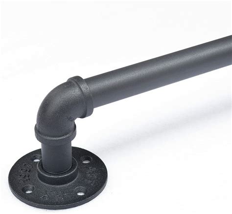 Diyhd Wall Support Industrial Black Iron Loft Pipe Handrail For Stairs