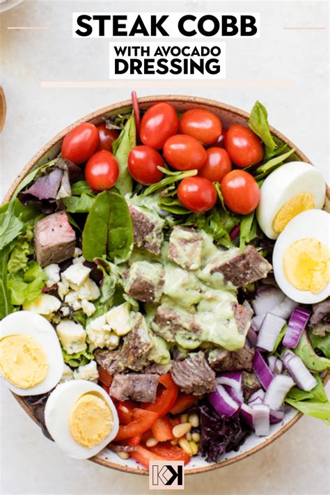 Steak Cobb Salad With Avocado Dressing Flank Steak Krolls Korner