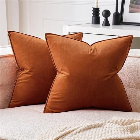 Amazon Miulee Pack Of Rust Decorative Velvet Throw Pillow Cover