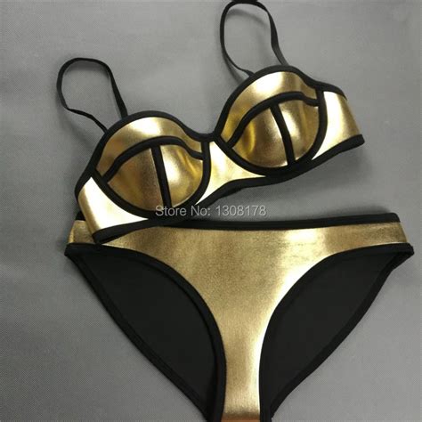 Swimsuit Bronzing Neoprene Triangle Style Swimwear Women Sexy Push Up