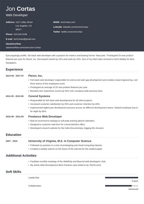 Web Developer Resume Examples And Templates For 2025