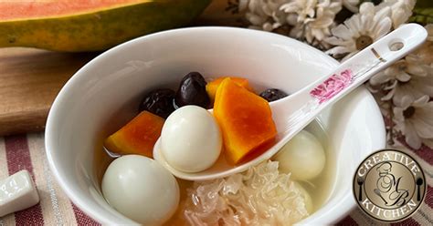 Papaya With Snow Fungus Quail Eggs Dessert MB Creative Kitchen