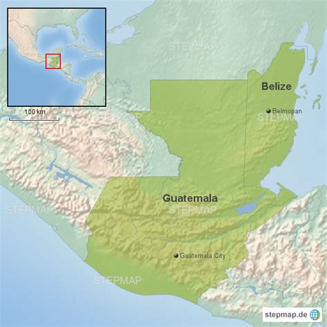 StepMap Steckbrief Guatemala und Belize Landkarte für Südamerika