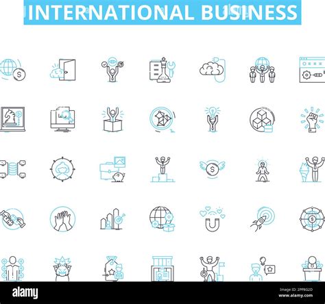 International Business Linear Icons Set Globalization Exporting