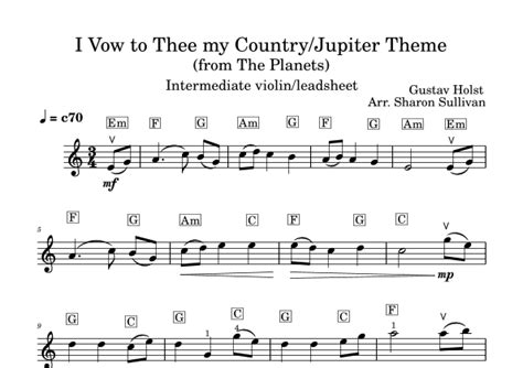 I Vow To Thee My Countryjupiter Theme From The Planets Intermediate