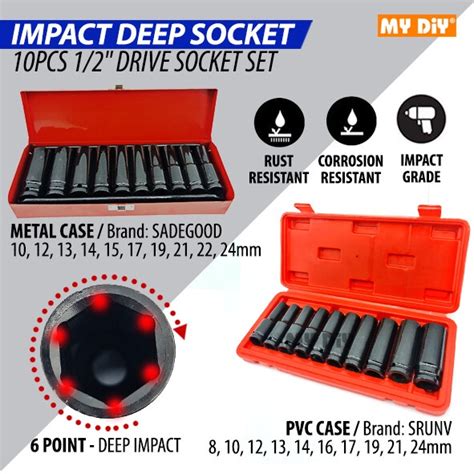 Mydiyhomedepot Srunv Pcs Drive Long Deep Impact Box Socket Set