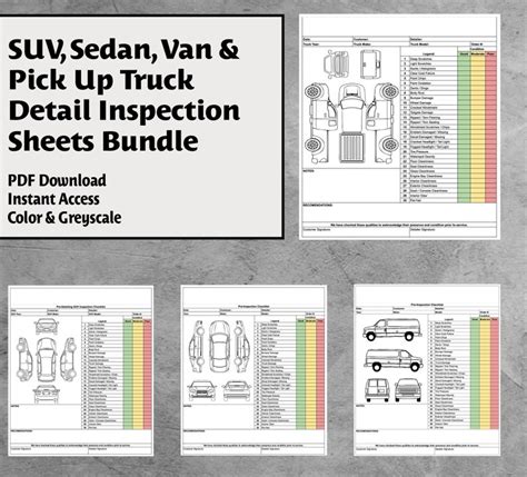 Suv Sedan Van And Truck And Pre Detailing Inspection Checklist For Auto Detailers Dealerships