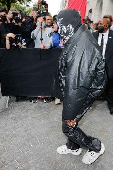 Kanye West In Full Face Mask Covering At Balenciaga Show Paris Photos