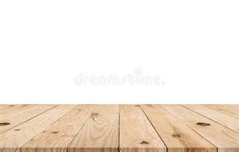 Blank Top View Wooden Table on White Background Stock Image - Image of ...