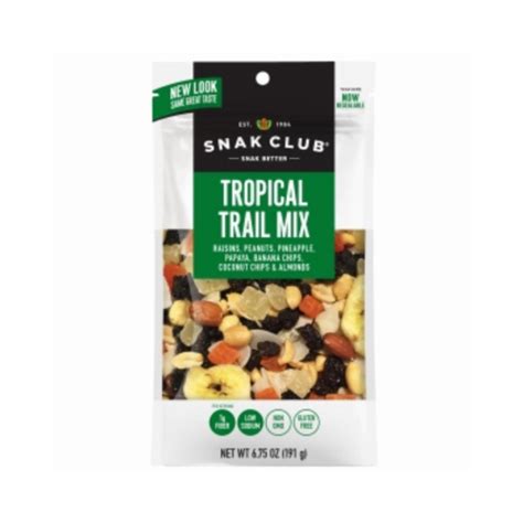 SNAK CLUB 700545 XCP6 Trail Mix Tropical 6 75 Oz Bagged Pack Of 6