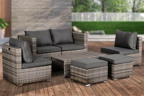 Outsunny Eight Piece Rattan Sofa Set W Cushions Wowcher