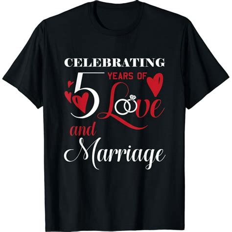 5 Years Of Love Marriage Husband Wife Wedding Anniversary T Shirt