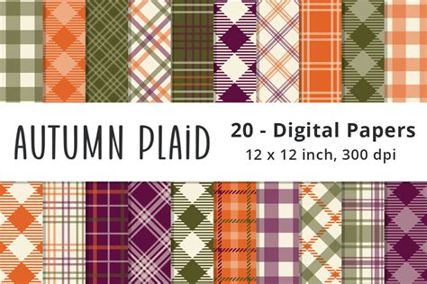 Printable Autumn Plaid Digital Patterns Graphic By Lemon Paper Lab