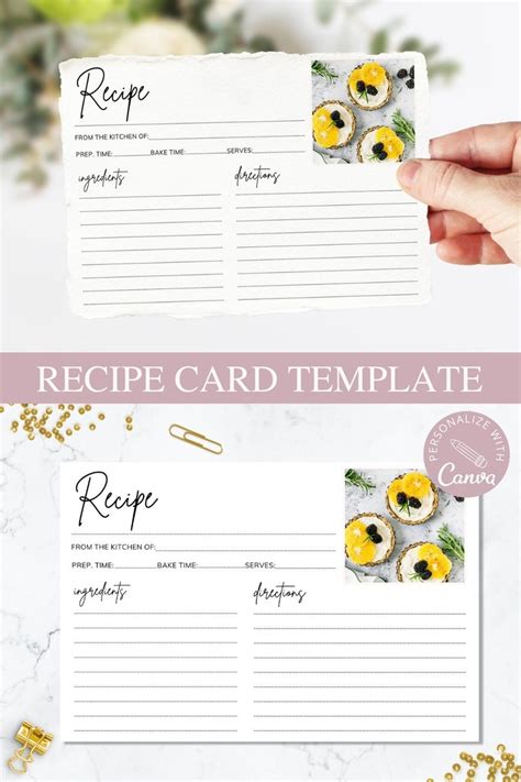 Recipe Card Template 4x6 Recipe Cards Printable Editable - Etsy