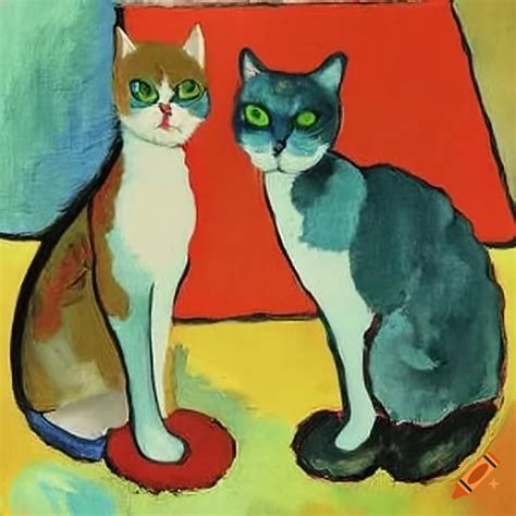 Blue Cats Abstract Painting By August Macke On Craiyon