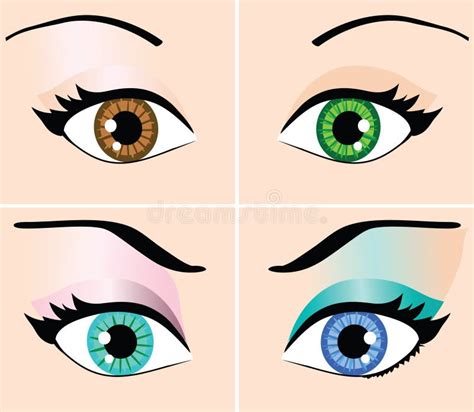 Two Pairs Eyes Blue And Green Stock Vector Illustration Of Looks