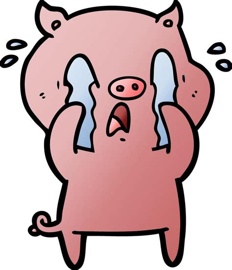 Crying Pig Cartoon Vector Art At Vecteezy