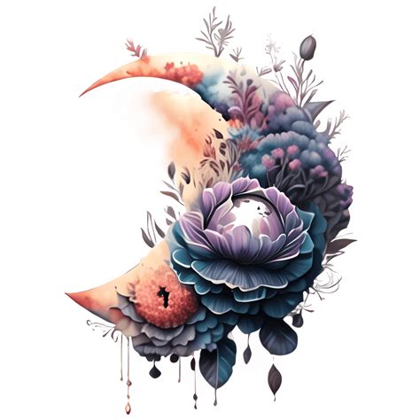 Aquarel Floral Moons Digitale Afbeelding Creative Fabrica