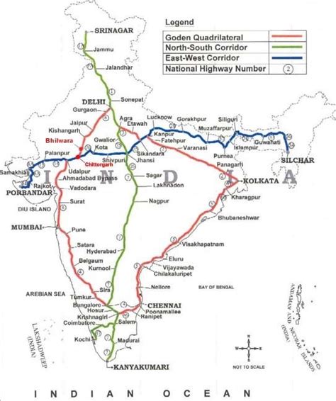 show the east west corridor and north south corridor in the map of india - Social Science - Life ...