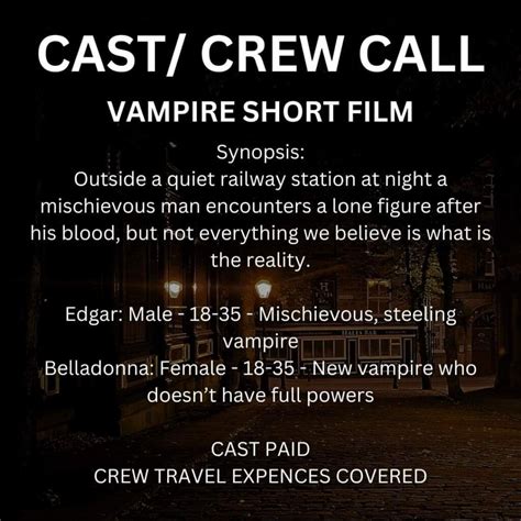 Cast Crew Call Looking To Cast Paid Acting Roles And Crew Roles For