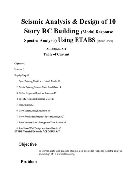 Etabs Example Rc Building Seismic Load Response Pdf Spectrum Civil Engineering